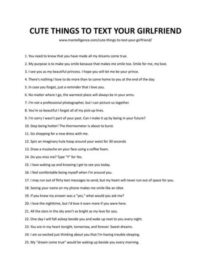 Cute Things To Text Your Girlfriend To Make Her Smile Paragraph / Like