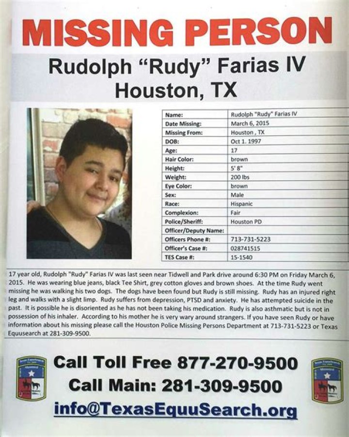 Houston missing man found Rudolph 'Rudy' Farias reportedly tells